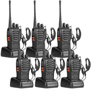 Baofeng BF-888S Walkie Talkies Long Range for Adults with Earpieces,16 Channel Walky Talky Rechargeable Handheld Two Way Radios (6 Pack)