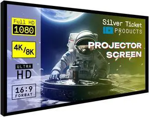 Silver Ticket Products STR Series 6 Piece Home Theater Fixed Frame 4K / 8K Ultra HD, HDTV, HDR & Active 3D Movie Projection Screen, 16:9 Format, 120" Diagonal, Woven Acoustic Material STR-169120-WAB