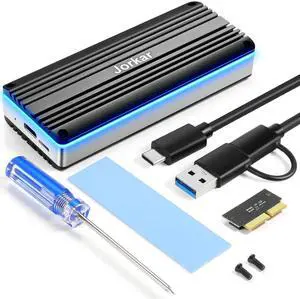 Jorkar External SSD Enclosure USB-C 3.2 for 12+16 Pin MacBook SSD, Hard Drive Reader for A1466 A1465 A1502 A1398 SSD Mac Air/Pro mid 2013-2017, Portable Aluminum SSD Case with Indicator