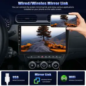 Android 13 Car Radio 10 Inch Touch Screen GPS Sat Navi Stereo Player AMprime 2 Din Bluetooth WiFi FM Receiver Mobile Phone Mirror Link Dual USB + Backup Camera