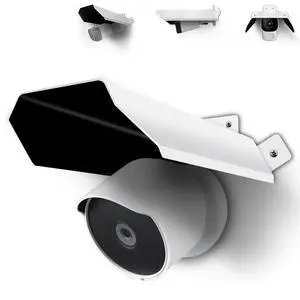 Universal Security Camera Cover - Sun Rain Shield, Waterproof Protective Roof for Outdoor Dome, Bullet Cameras (White Aluminium)