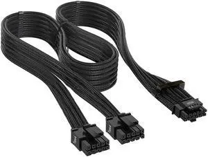 Thsion PCIe Cable for Corsair, 16AWG Embossing Process 600W PCIe 5.0 / Gen 5 12VHPWR PSU Cable - Fits RM, HX, AX, SF PSU's only - Dual 8-pin PCIe - 12+4pin Connector with Cable Clips - Black