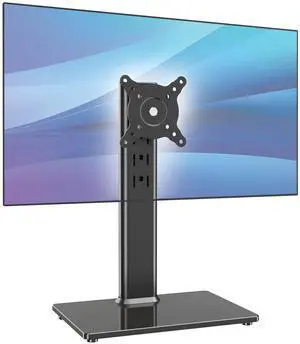Single Monitor Desk Stand Free-Standing Desk Mount Arm Riser for 13 inch to 32 inch Screen Freestanding VESA Mount Base, Adjustable Height, Tilt, Swivel, Rotation, Black AX05TB01