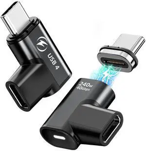 BELSYNGA USB C Magnetic Adapter, 2 Pack, 90 Degree Right Angle, 40Gbps Data Transfer, 140W Fast Charging, Compatible with All Type C Devices
