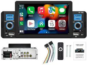 Single Din Car Stereo with Apple Carplay & Android Auto, 5 Inch HD Touch Screen Car Stereo with Bluetooth/FM/USB/SD Port, FM Car Radio Receiver Support Reversing Image