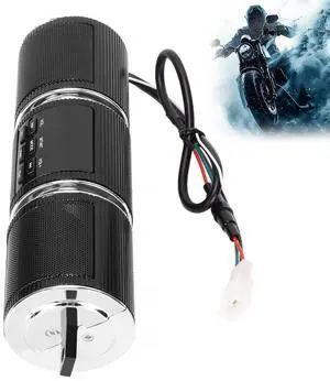Uxsiya Handlebar Speaker, MP3 Player IP54 AUX in FM Radio Motorcycle Speaker for 7/8-1.25in Handlebars ATV Scooter(Black)