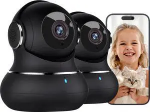 litokam 2K Indoor Camera, 360 Pan/Tilt Home Security Cameras with Motion Detection, Pet Cam with Phone App, Baby Monitor with Night Version, WiFi Camaras, Two Way Audio, Work with Alexa, 2 Pack