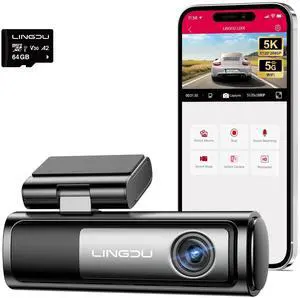 LD06 5K/4K/2.5K Dash Cam 5GHz WiFi&GPS, Enhanced Super Night Vision with WDR and Starvis Sensor, Free 64GB SD Card, Voice Control, Parking Mode 24H, Support 256GB Max