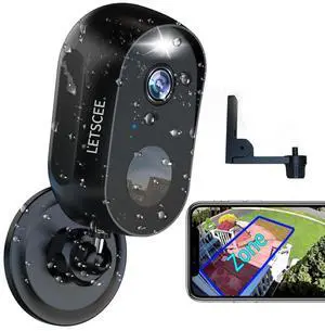 LETSCEE Security Cameras Wireless Outdoor or Indoor,Alexa Cameras for Home Security Outside with Night Vision,2-Way Audio,Motion Detection,SD/Cloud Storage,Motion Zone,IP65 Weatherproof