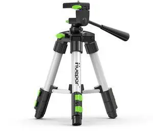 Huepar TPD05 19.7" Lightweight Aluminum Tripod-Mini Portable Adjustable Tripod for Laser Level and Camera, with 3-Way Flexible Pan Head and Bubble Level, Quick Release Plate with 1/4"-20 Screw Mount