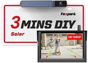 Solar Wireless Backup Camera HD 1080P 5" Monitor: 3 Mins DIY Installation, IP69K Waterproof Back Up Camera Systems, Support 2 Channels Reverse Camera for Car, Truck, Trailer, Van, RV