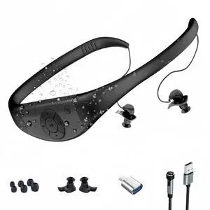 Waterproof MP3 Player for Swimming, 8GB Memory, 20H Playing Time, IPX8 Certified, 3M Underwater Music Player, Shuffle/Order/Single Feature