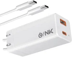 OLINK 65W Fast Charging USB C GaN Charger, Universal Compact USB Charger Block for Laptops, Tablets, iPhone Pro Max, iPad, MacBook Pro/Air, Dell XPS, HP, Steam Deck, Nintendo Switch, Cable Included