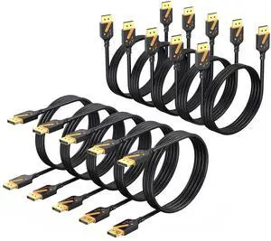 RyzzRooa DisplayPort Cable 6 Feet, 10-Pack Gold-Plated DP to DP Cables 4K@60Hz, 2K@165Hz, 2K@144Hz, Display Port Cable Male to Male Support 3D, HDR for Gaming, Computer, TV, Monitor