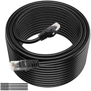 Tainston Cat6 Ethernet Cable 200ft,Heavy Duty Internet Cable,Support Cat6/Cat5e/Cat5 with 25 Ties-Black.