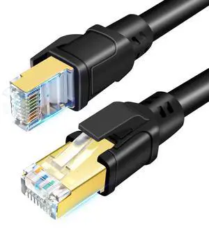 DDMALL CAT 8 Ethernet Cable 100ft, Long CAT8 Internet Cable, High Speed 40Gbps 2000MHz, Heavy Duty Network Cable Shielded Indoor & Outdoor with RJ45 for Gaming, Router, Modem, PC (100ft Black)