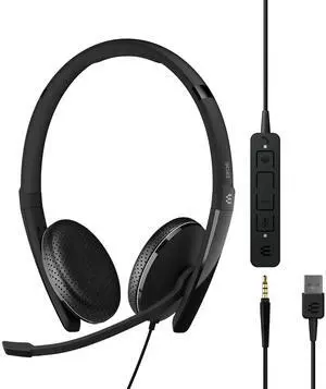 EPOS Adapt 165T USB II - Wired, Double-Sided Headset - 3.5mm Jack/USB Connectivity - Teams Certified-UC Optimized-Superior Stereo Sound-Enhanced Comfort-Call Control- Black