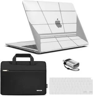 IBENZER Compatible with New MacBook Air 13 inch Case 2022 2021 2020 M1 A2337 A2179 A1932, Hard Shell Case & Sleeve & Keyboard Cover & Type C for Mac Air 13 with Touch ID, Crystal Clear, MAT13-CYCL+3