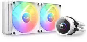 NZXT Kraken 240 RGB - 240mm AIO CPU Liquid Cooler - Customizable 1.54"" Square LCD Display for Images, Performance Metrics - High-Performance Pump - 2 x F120 RGB Core Fans - White