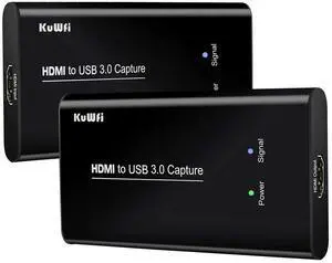 KuWFi Capture Cards for PC Gaming, HDMI to USB3.0 Audio Video Capture Cards Game Streaming Live Stream Broadcast 1080P for All HDMI Devices Such as Laptop/PS4/Swi/Xbox