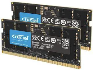 Crucial 64GB DDR5 RAM, 5600MHz (or 5200MHz or 4800MHz) Laptop Memory Kit, SODIMM 262-Pin, Compatible with 13th Gen Intel Core and AMD Ryzen 6000 - CT2K32G56C46S5