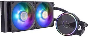 Cooler Master MasterLiquid PL240 FLUX Close-Loop AIO CPU Liquid Cooler, Gen2 ARGB Dual Loop Pump, 240mm Radiator, PL-Flux 120 PWM Fans, AMD Ryzen AM5/AM4, Intel LGA1700/1200 (MLY-D24M-A23PZ-R1)