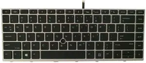 AUTENS Replacement US Keyboard for HP ProBook 640 G4 / 645 G4 / 640 G5 Laptop Silver Frame with Pointer Backlight