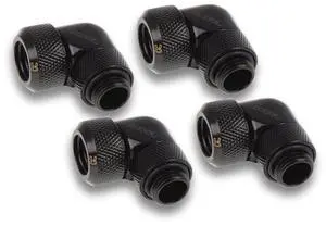 Alphacool Eiszapfen 13mm HardTube compression fitting 90° rotatable G1/4 for Acryl/Brass Tubes - Black - Four Pack (17607)