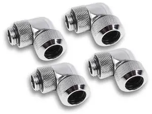 Alphacool Eiszapfen 13mm HardTube Compression Fitting 90° Rotary G1/4 for Acryl/Brass Tubes -Chrome - Four Pack (17608)