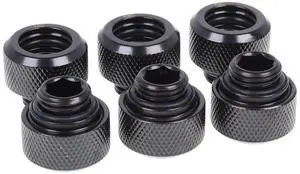 Alphacool 17377 Eiszapfen 13mm HardTube Compression Fitting G1/4 - knurled - deep Black Sixpack Water Cooling Fittings
