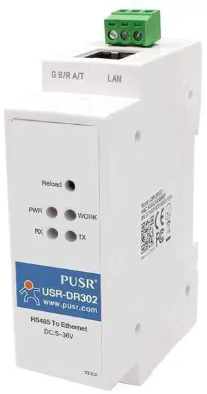 PUSR DR302 DIN Rail Modbus Gateway Modbus RTU to Modbus TCP RS485 to Ethernet Converter