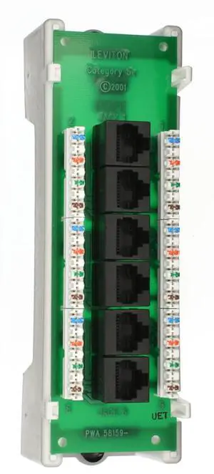 Leviton Cat 5e Voice & Data Expansion Module, 6-Port, with ABS bracket (individual boxed unit pack), 47605-C5B