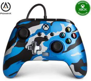 PowerA Enhanced Wired Controller for Xbox Series X|S - Metallic Blue Camo, gamepad, wired video game controller, gaming controller, Officially Licensed for Xbox