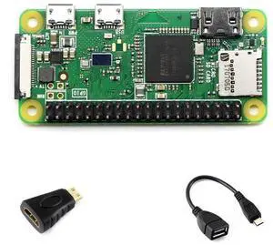 Waveshare Development Kit Compatible with Raspberry Pi Zero WH (Built-in WiFi, Pre-Soldered Headers) Bundle with Mini HDMI to HDMI Adapter Micro USB OTG Cable (3 Items)