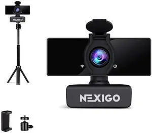 NexiGo 1080P Business Webcam Kits, N660 HD Web Camera with Microphone and Privacy Cover, Software Control, Lightweight Mini Tripod, Extendable Stand, for Zoom/Skype/Teams