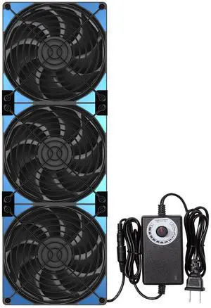 120mmx3 360mm Adjustable Computer PC Vent Fans 3-12V Speed Controller for Chicken Coop Rack Space Window Wall Cabinet Server Mining Rig Exhaust Cooling