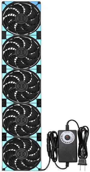 120mmx5 600mm Adjustable Computer PC Vent Fans 3V-12V Speed Controller for Flexible Arrange Rack Space Window Wall Cabinet Server Mining Rig Chicken Coop Exhaust Cooling
