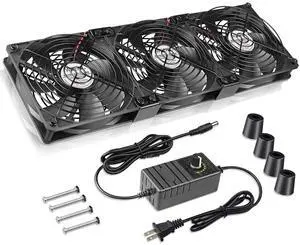 WDERAIR 3 x 120mm Big Airflow Computer Fan with AC Speed Controller 110V 120V 220V 240V for Server RackCPU CabinetSmall BoxRefrigeratorBasement Window ExhaustDIY Cooling Project