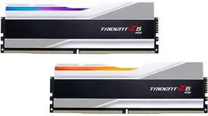 G.SKILL Trident Z5 RGB Series (Intel XMP 3.0) DDR5 RAM 64GB (2x32GB) 6000MT/s CL32-38-38-96 1.40V Desktop Computer Memory UDIMM - Metallic Silver (F5-6000J3238G32GX2-TZ5RS)