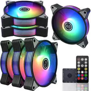 DS 120MM Case Cooling Fan for Computer, Side LED Running Lights Effect, ARGB With Controller Kit (6Pack RGB Kit, G Series)