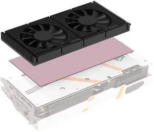 GPU Backplate Memory Radiator Aluminum Heatsink Cooler with Dual 70mm 4Pin PWM Cooling Fan and 1.2mm 7W Thermal Pad for Graphics Card RTX 3090