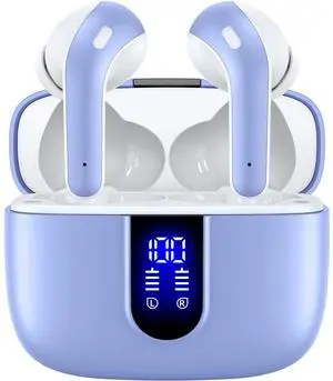 TAGRY Bluetooth Headphones True Wireless Earbuds 60H Playback LED Power Display Earphones with Wireless Charging Case IPX5 Waterproof in-Ear Ear buds with Mic for TV Smart Phone Laptop Computer Sports
