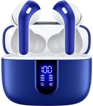TAGRY Bluetooth Headphones True Wireless Earbuds 60H Playback LED Power Display Earphones with Wireless Charging Case IPX5 Waterproof in-Ear Ear buds with Mic for TV Smart Phone Laptop Computer Sports