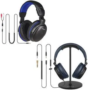 Long Cord Headphones for TV Bundle, One Set with TONE Control and Enhanced Voice, Ideal for Seniors TV Watching, Another Set with Normal Volume & Headset Stand Ensuring Optimal Condition of Headphones