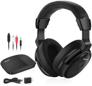 SIMOLIO Wireless TV Headphones with Clear Dialog Mode, Enhanced Voice & Spare Battery for Seniors & Hard of Hearing, L/R Balance Volume Control, No Audio Lag, 100FT Range