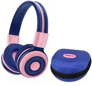 SIMOLIO Wireless Headphones Girls, Bluetooth Foldable Childrens Headphones with Mic and Volume Limited, Over-Ear Stereo Headset for Fire Tablet iPad School Travel Airplane Cellphones, Wired Mode Pink