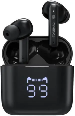 W28 True Wireless Earphones with Advanced Bluetooth 5.3, Extended 48-Hour Battery Life, Intuitive LED Display, Qi-Compatible Charging Case, Superior HiFi Sound, and IPX6 Rating for Sport Enthusiasts