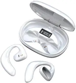 Open Ear Headphones Wireless Bluetooth Air Bone Conduction Headphones Head Set with Mic Bone Conduction Earbuds Headset Bone Conducting Earphones Workout Over the Ear Running Earbuds with Earhooks