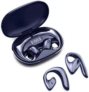 Open Ear Headphones Wireless Bluetooth Air Bone Conduction Headphones Head Set with Mic Bone Conduction Earbuds Headset Bone Conducting Earphones Workout Over the Ear Running Earbuds with Earhooks