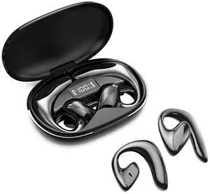 Open Ear Headphones Wireless Bluetooth Air Bone Conduction Headphones Head Set with Mic Bone Conduction Earbuds Headset Bone Conducting Earphones Workout Over the Ear Running Earbuds with Earhooks